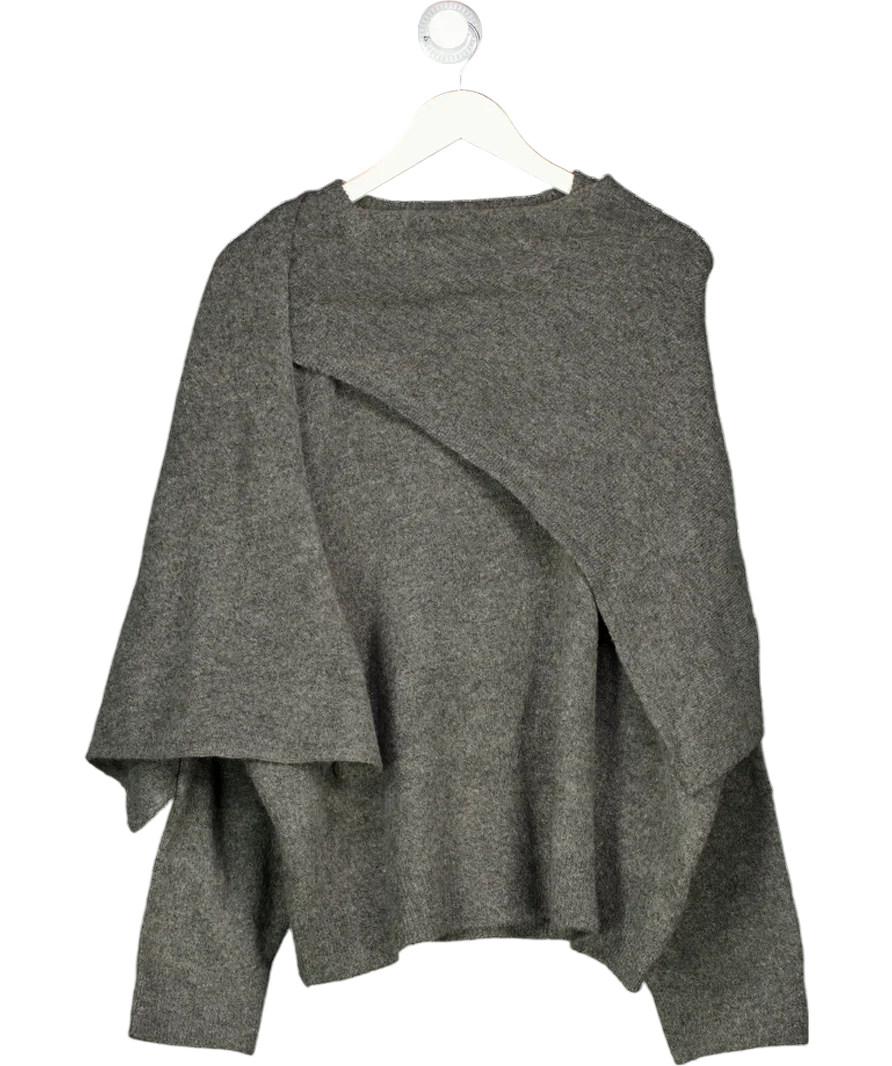 JDY Scarf Detail Knitted Jumper In Dark Grey UK S