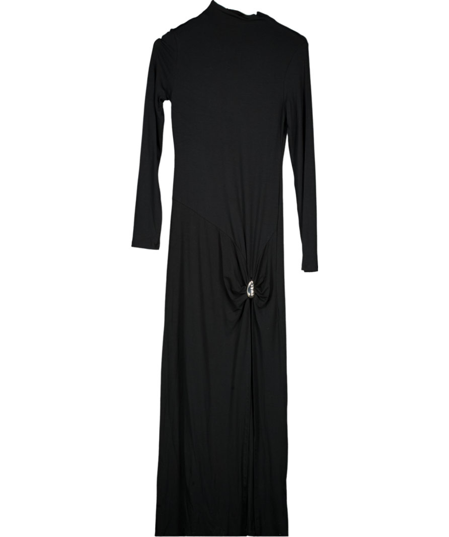 ASOS Black Extreme Thigh Split Maxi With Silver Hardware Detail UK S