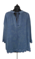 Twin Set Long Sleeve Washed Blue Lace hem Shirt UK XS