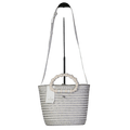 YOSUZI White / Grey Woven Beaded Handle Bag