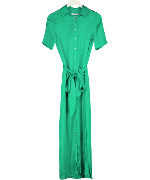 marina london Green 100% Silk Shirt Dress UK S