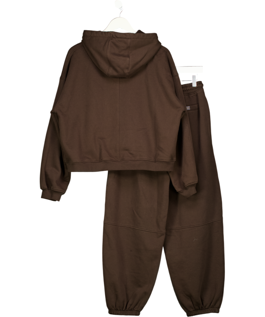 Lounge Underwear 2-piece Dark Chocolate Brown Oversized Hoodie And Barrel Leg Jogger Set UK M
