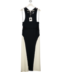 ANTHROPOLOGIE DAILY PRACTICE Black & Ivory Racer Back Ribbed Maxi Dress UK XL