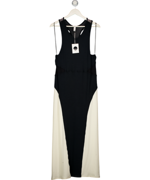 ANTHROPOLOGIE DAILY PRACTICE Black & Ivory Racer Back Ribbed Maxi Dress UK XL