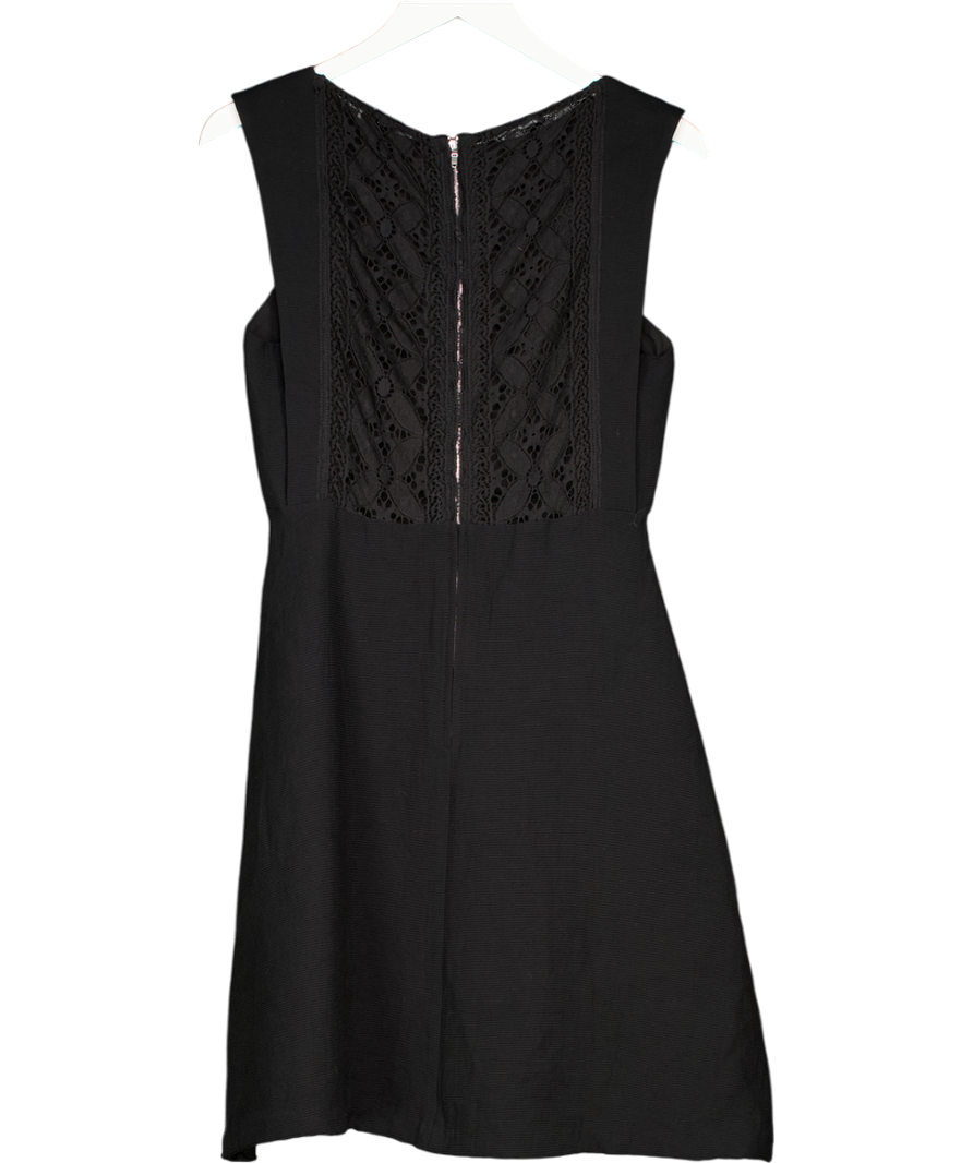 Sandro Black Sleeveless Lace Detail Shift Dress UK S