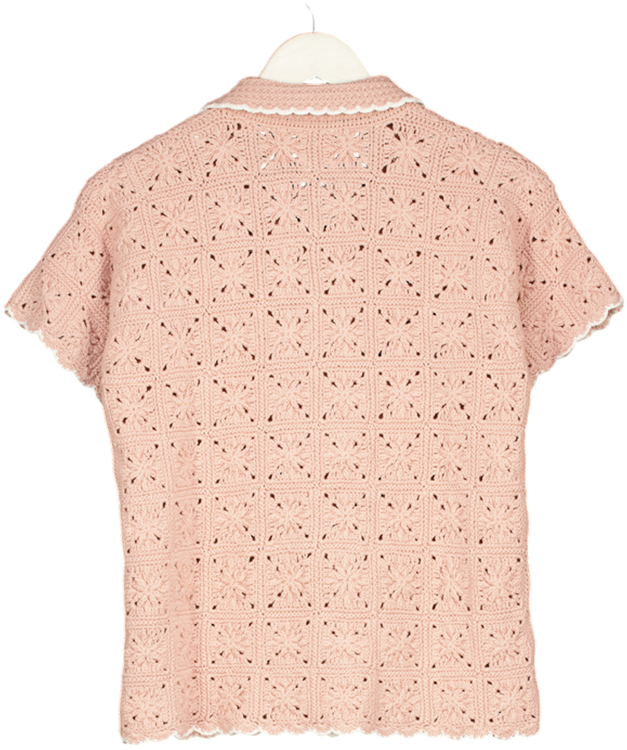 The Upside Pink Anoki Lovett Crochet Shirt UK XS