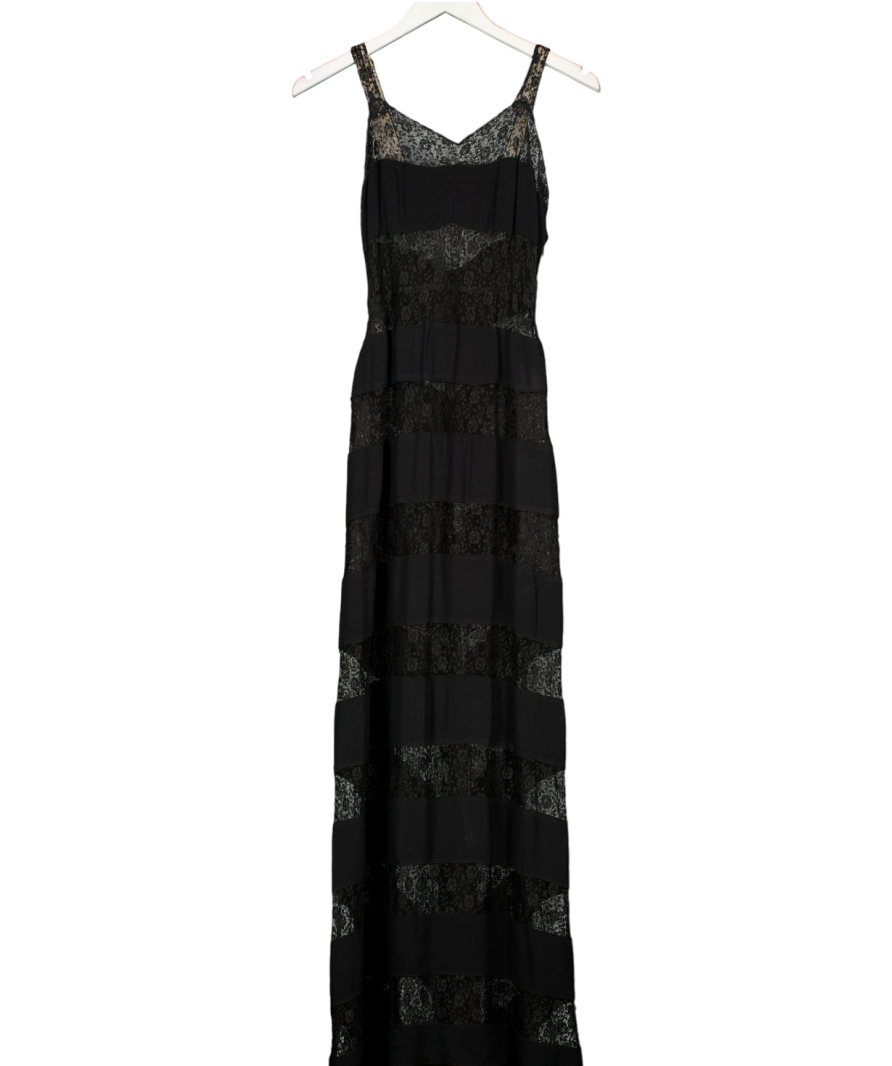 Unknown Black Lace Inset Maxi Dress UK S