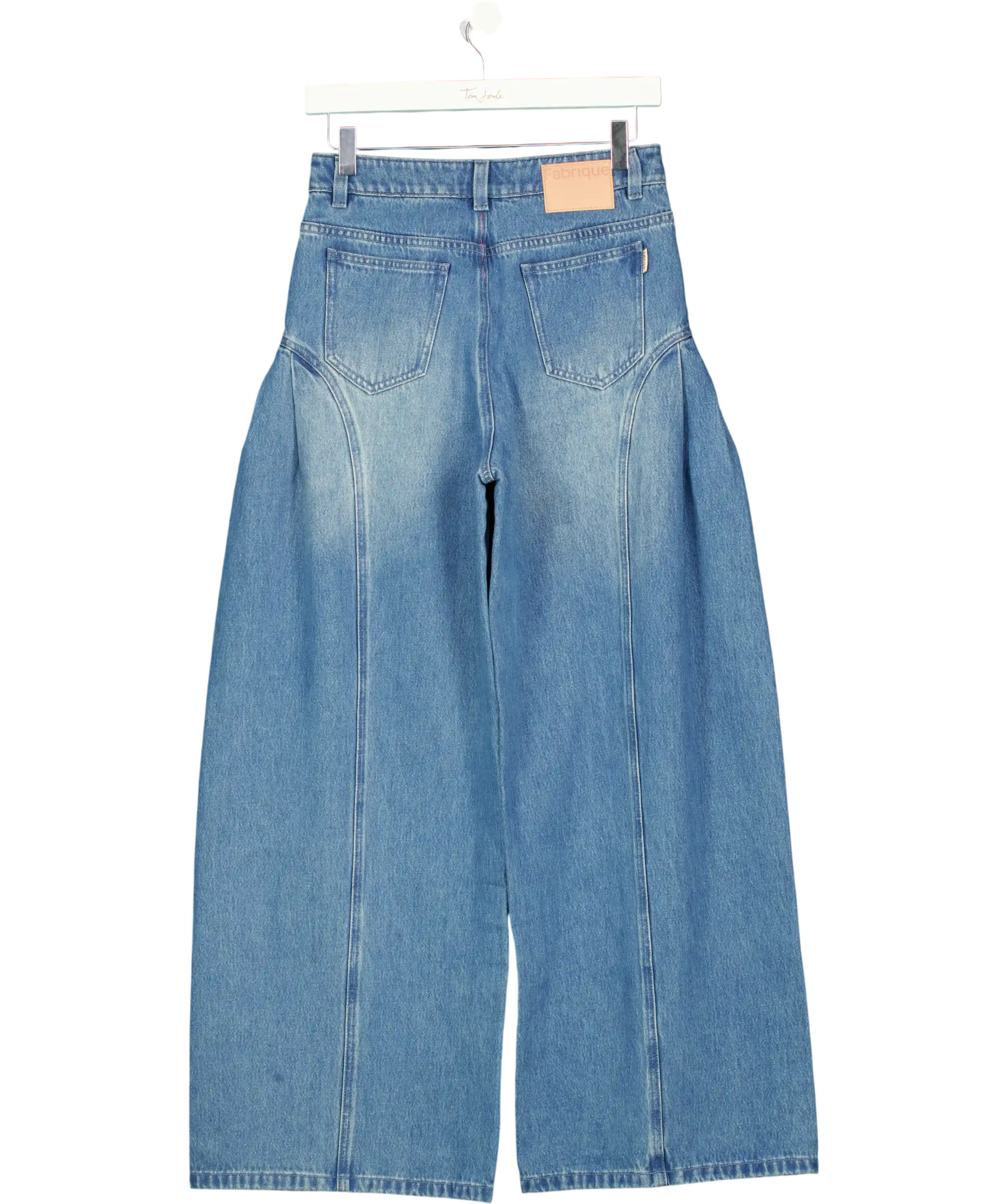 FABRIQUE Blue X Adriano Goldschmied Manon Seams Soft Barrel Leg Jeans In Cotton Denim UK XS