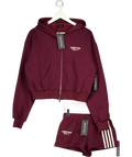 WHITE FOX 2-piece Burgundy Red Zip Hoodie And Shorts Set UK XS