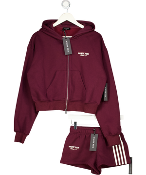 WHITE FOX 2-piece Burgundy Red Zip Hoodie And Shorts Set UK XS