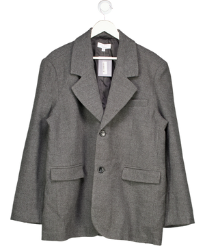 Aria Cove Grey Oversized Wool Look Dropped Shoulder Blazer In Charcoal UK 16