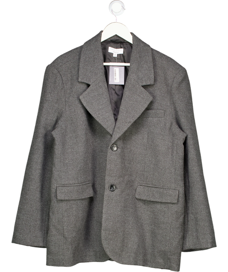 Aria Cove Grey Oversized Wool Look Dropped Shoulder Blazer In Charcoal UK 16
