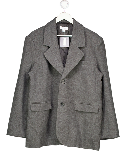 Aria Cove Grey Oversized Wool Look Dropped Shoulder Blazer In Charcoal UK 16