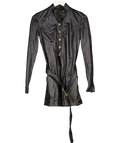 PIERRE BALMAIN Vintage  Black Leather Front Button Up Mini Dress It40 UK 8
