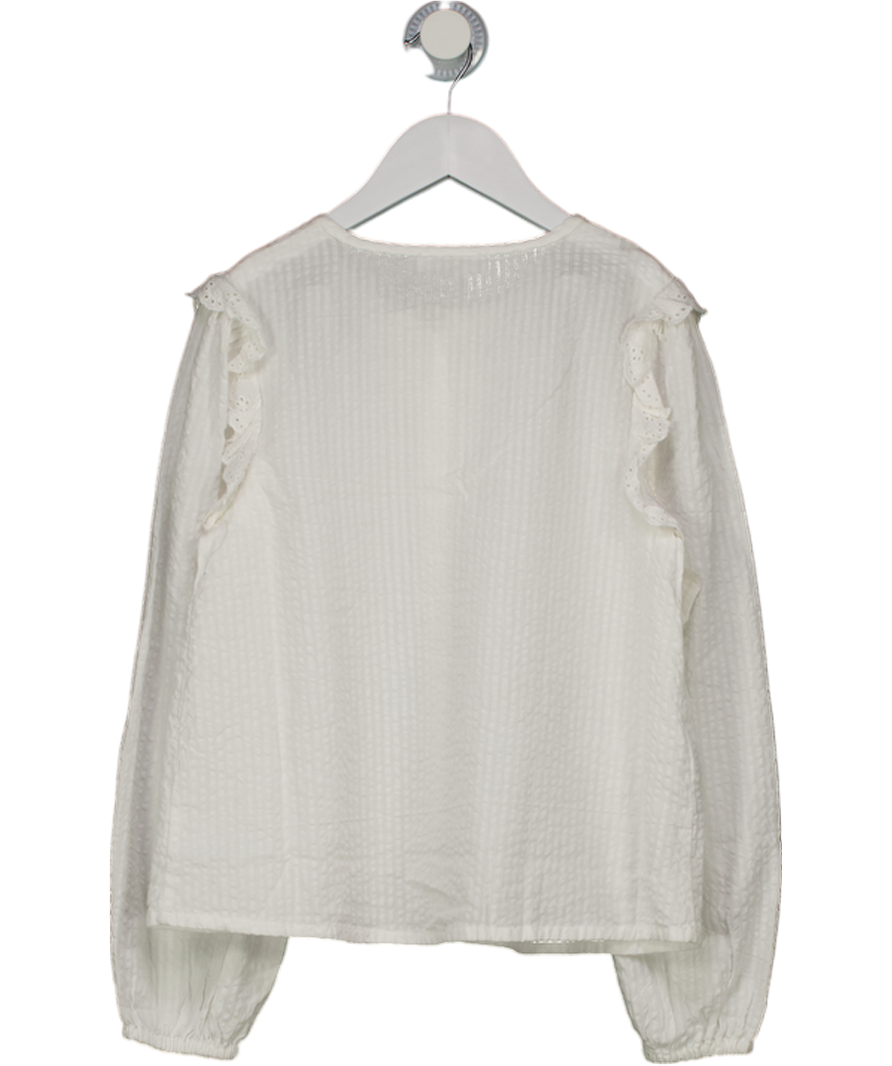 MANGO White Frills Embroidered Shirt 10 Years