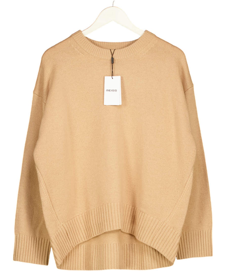 REISS Wool-cashmere Crew-neck Jumper In Camel Beige UK M