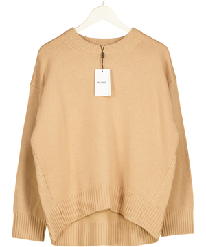 REISS Wool-cashmere Crew-neck Jumper In Camel Beige UK M