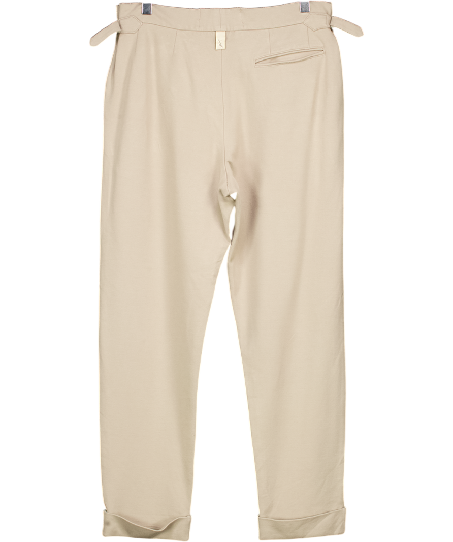 Prevu Beige Cuffed Buckle Detail Tapered Trousers UK M