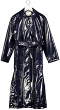 TED BAKER Navy Blue Tinnah Single-breasted Vinyl Trench Coat Sz0 UK 6