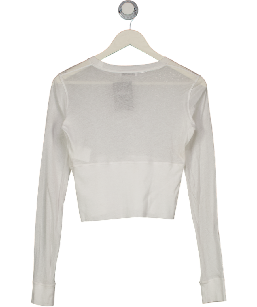 WARDROBE NYC White Fitted Long Sleeve Crop Top UK S