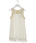 Chloé Kids 100% Silk Chiffon Cream And Gold Dress 6 Years