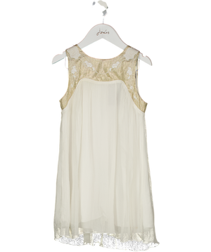 Chloé Kids 100% Silk Chiffon Cream And Gold Dress 6 Years
