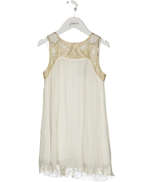 Chloé Kids 100% Silk Chiffon Cream And Gold Dress 6 Years