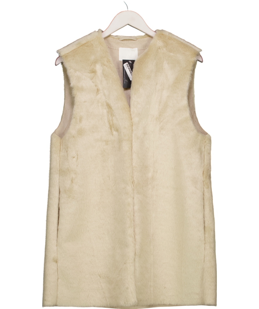 H&M Cream Faux Shearling Gilet With Pockets UK XS