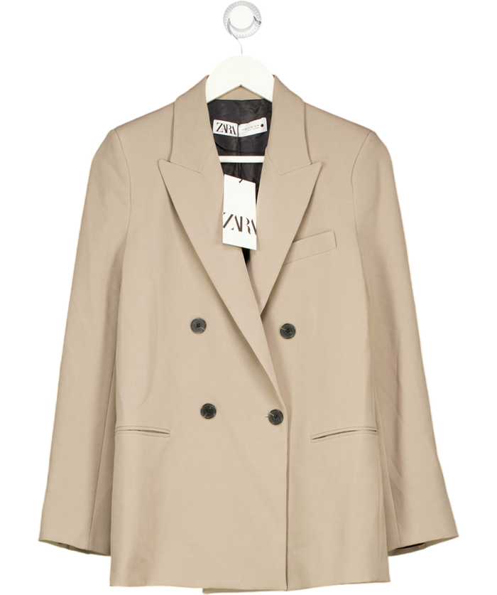 ZARA Beige Double Breasted Blazer UK XS
