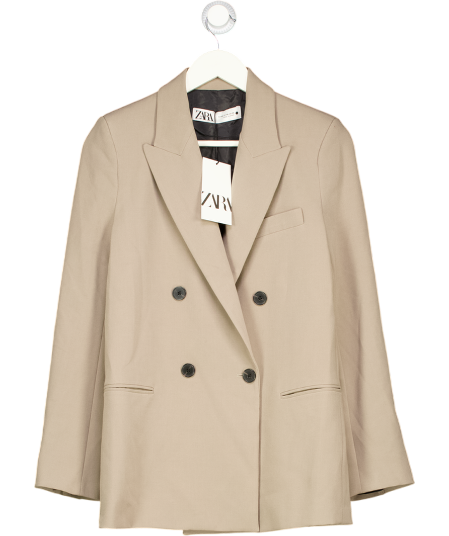 ZARA Beige Double Breasted Blazer UK XS