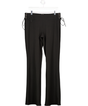 White Fox Black Wide Leg Lace Up Trousers UK L