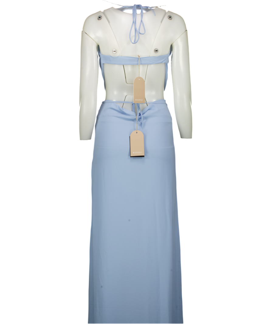 MESHKI Blue 2-piece Katalina Chiffon Cowl Halter Top  And Skirt Set UK XXS