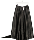 KAREN MILLEN Black Faux Leather Pleated Full Maxi Skirt UK 10