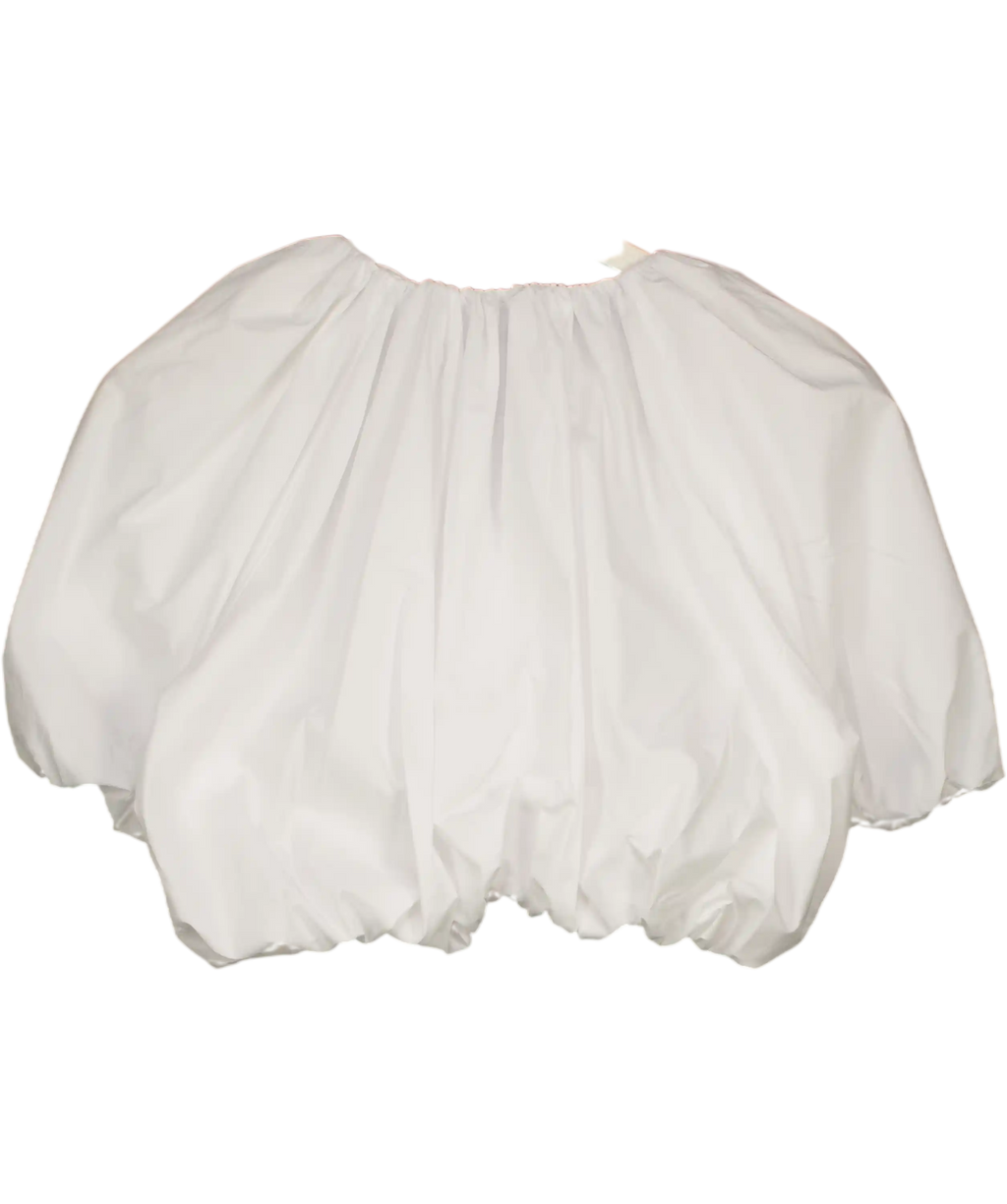 ZARA White Cotton Puff Sleeve Poplin Crop Top UK S