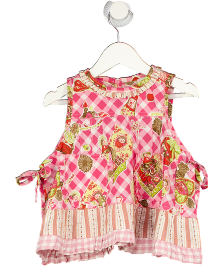 OILILLY Pink Candy Sweet Blouse Side Tie 9-12 Months