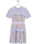 SELF PORTRAIT Lilac Blue Guipure Lace Mini Dres UK 4