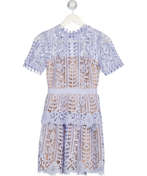 SELF PORTRAIT Lilac Blue Guipure Lace Mini Dres UK 4