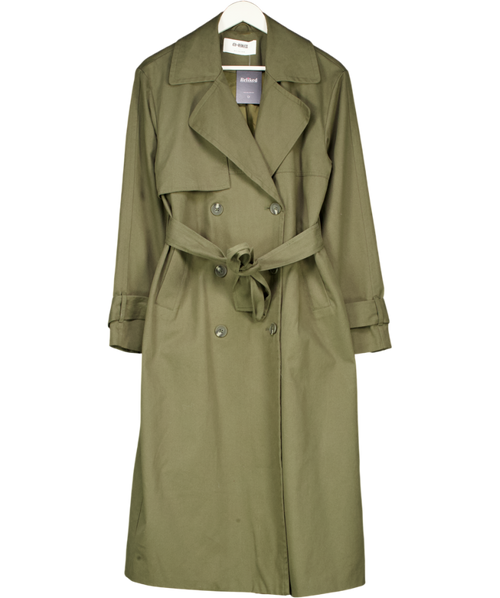 4th & Reckless Green Tabi Khaki Belted Longline Trench Coat UK 10