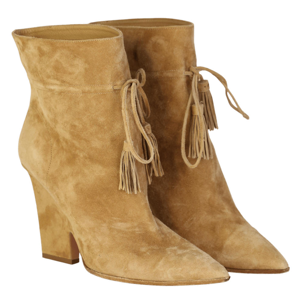 Aquazzura Brown Sartorial 95 Suede Ankle Boots UK 7 EU 40 👠