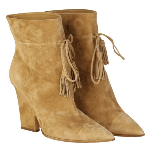 Aquazzura Brown Sartorial 95 Suede Ankle Boots UK 7 EU 40
