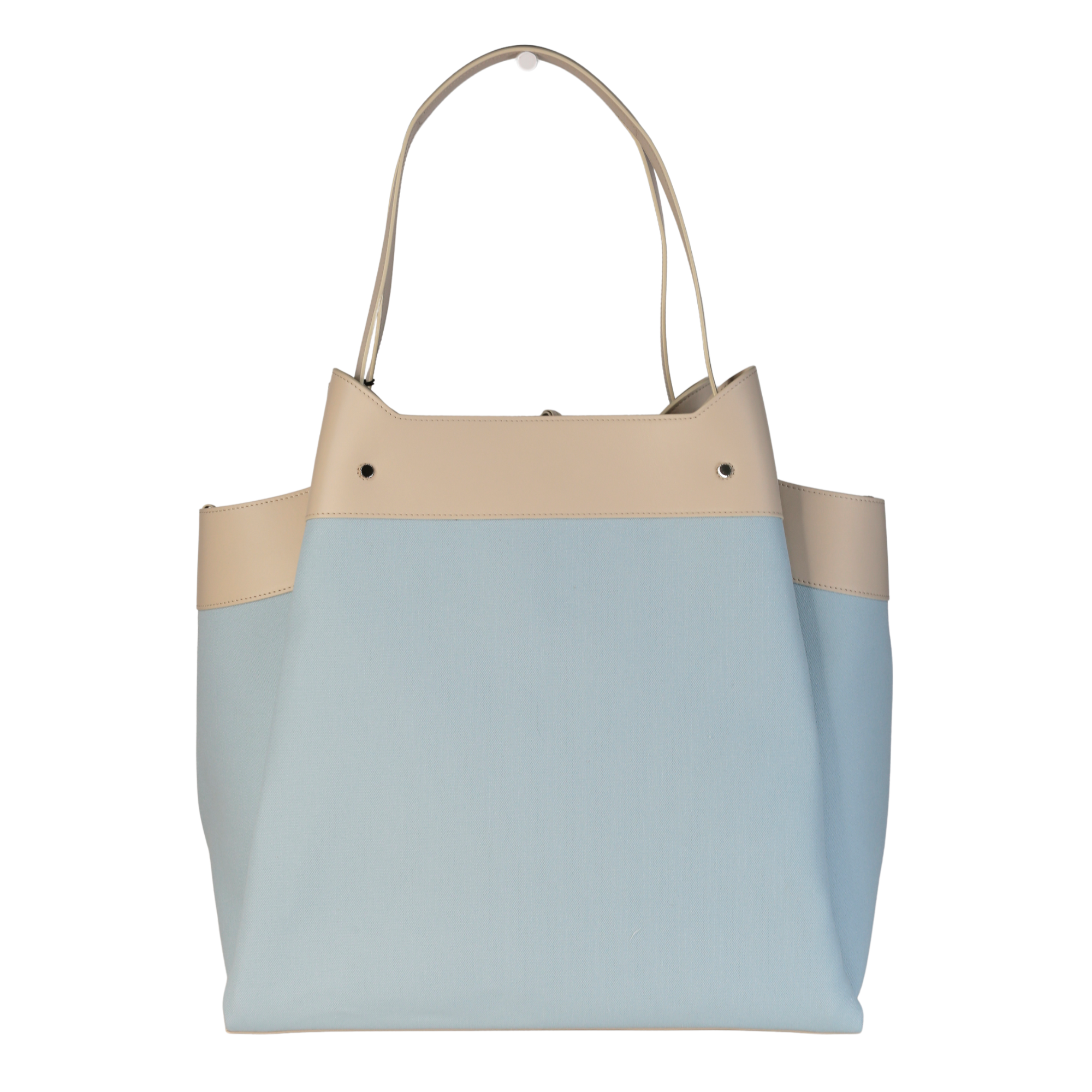Ferrari X Charles Leclerc Large Tote Bag In Blue Canvas And Stone Leather