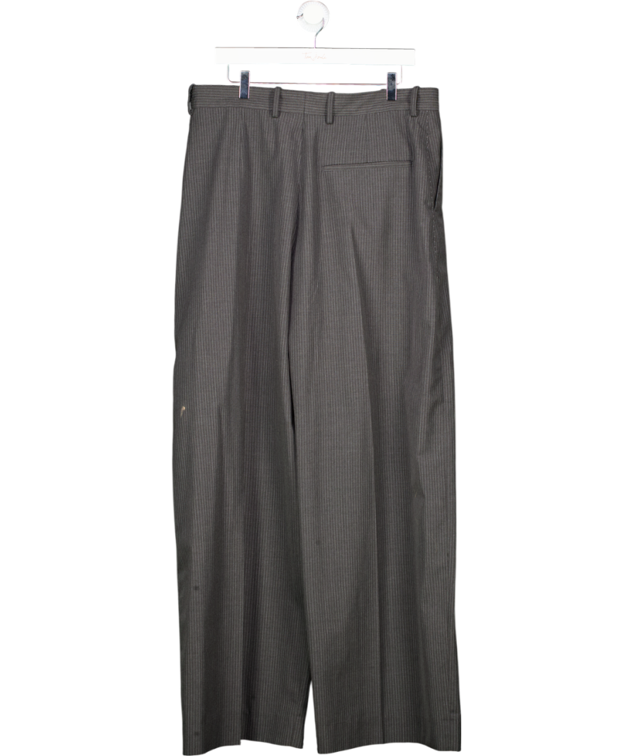 Acne Studios Grey Pinstriped Woven Tailored Trousers UK L