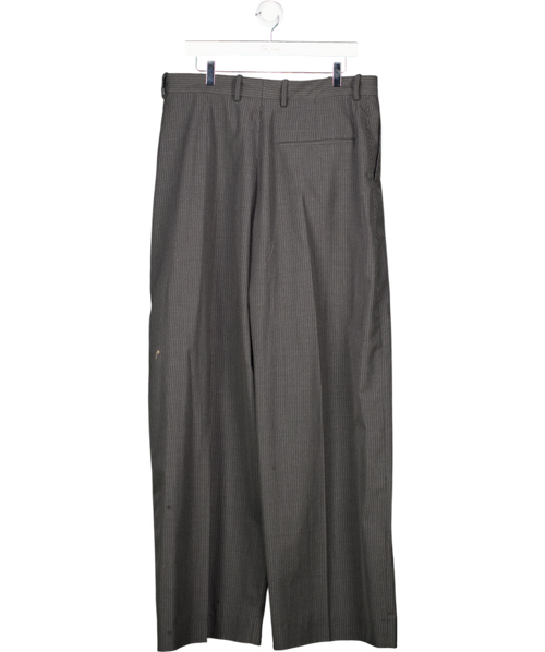 Acne Studios Grey Pinstriped Woven Tailored Trousers UK L