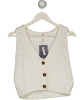 FREE PEOPLE White Chunky Cotton Knit Close To Me Vest Waistcoat Top UK S