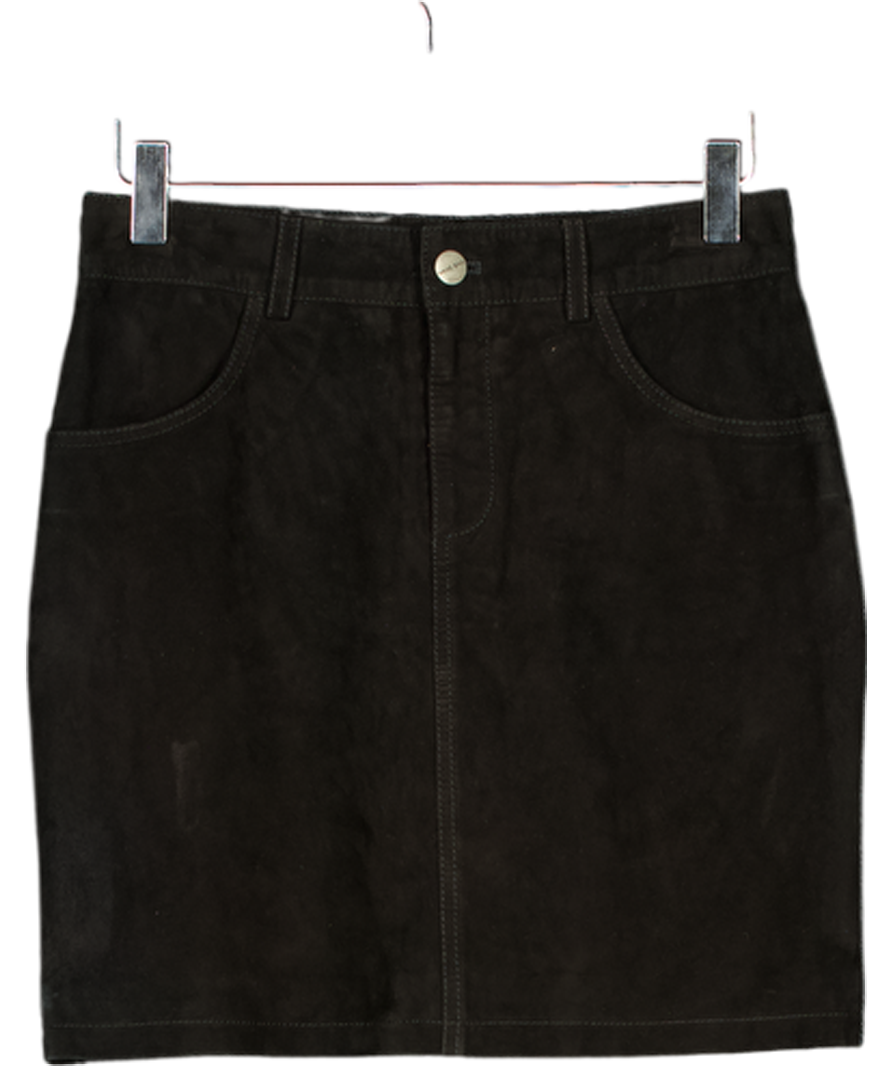 ANINE BING Black 100% Suede Leather Mini Skirt UK XS
