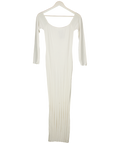 MESHKI Ivory White Knit Pleated Off The Shoulder Maxi Dress UK M