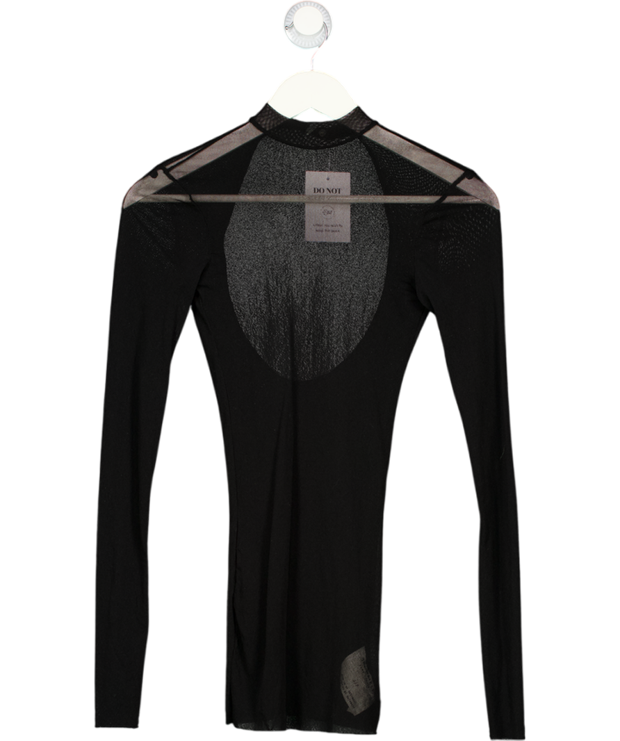 Free People Black Mesh Cut Out Long Sleeve Mini Dress UK S
