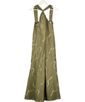 WAT. THE BRAND Khaki Green Print Twist Neck Linen Blend Maxi Dress UK 10