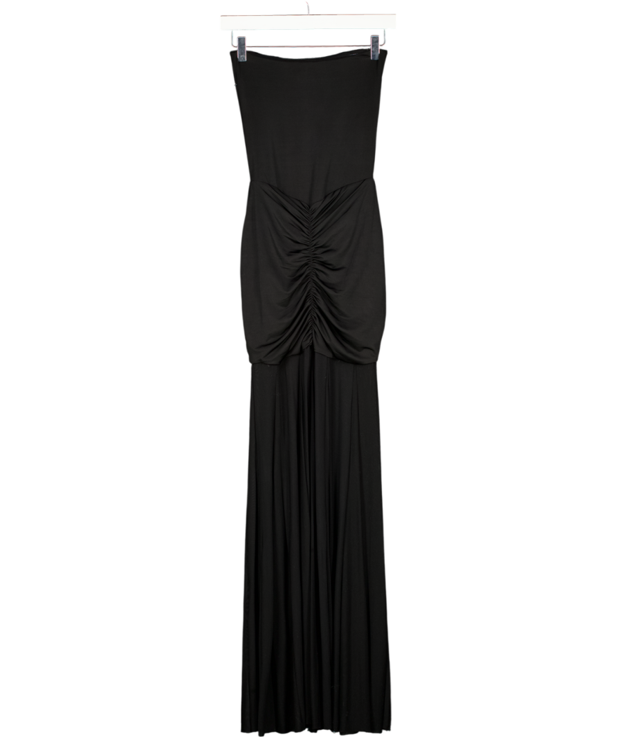 MESHKI Black Strapless Sheer Hem Strapless Maxi Dress UK XS