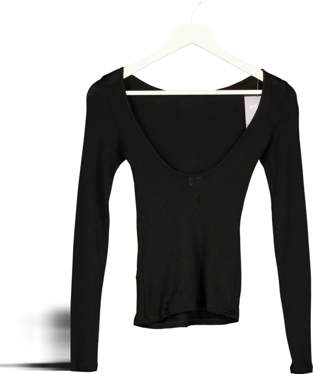 ARKET Black Fine Wool Scoop Back Knit Jumper UK S